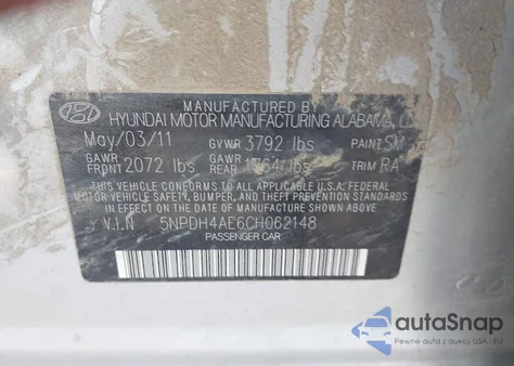 2012 Hyundai Elantra Gls from USA, damaged, VIN 5NPDH4AE6CH062148